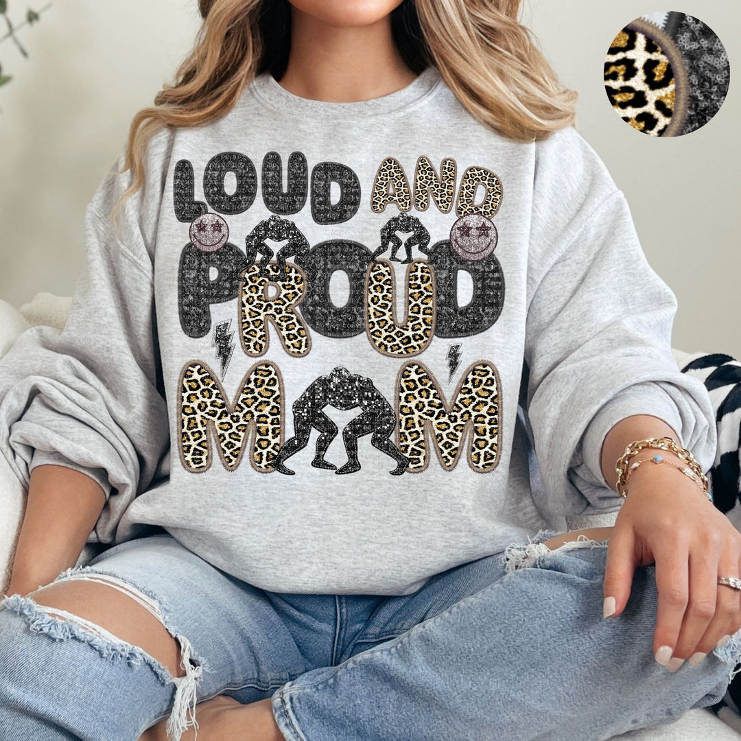 Loud and Proud Sports Mom Leopard Faux Embroidery DTF Print