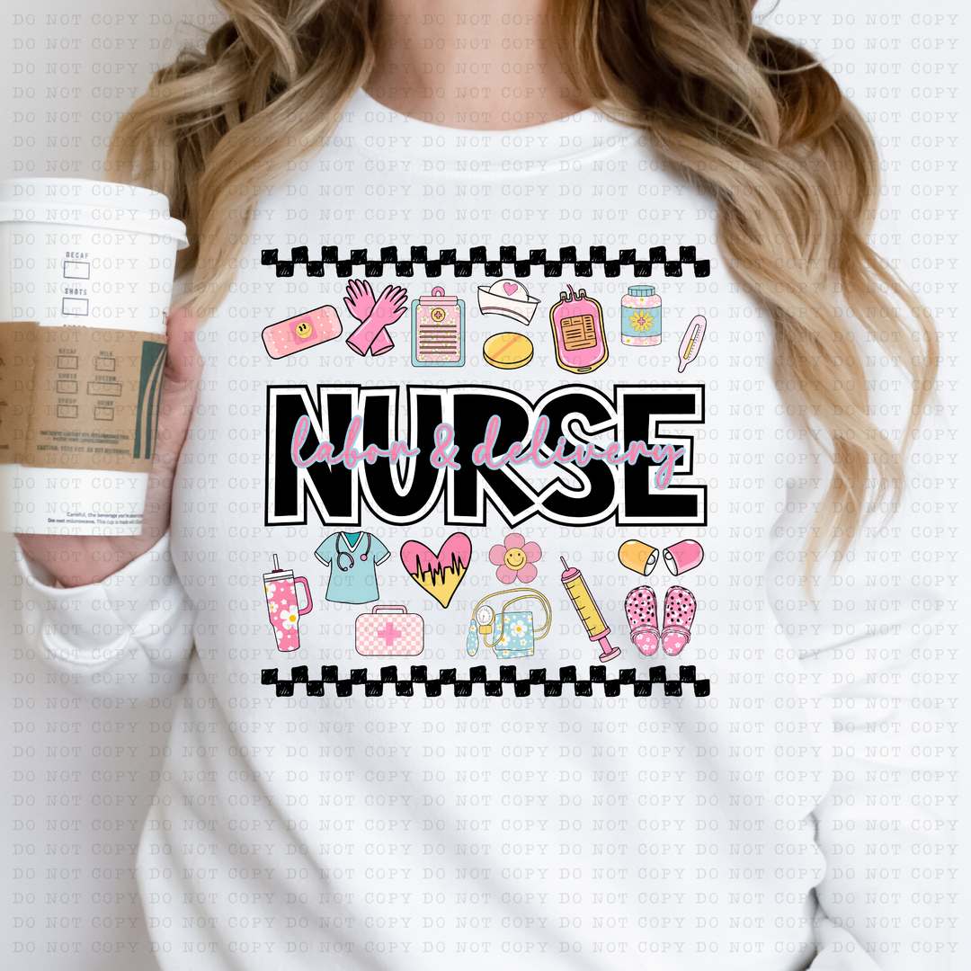 Girly Nurse Titles DTF Print