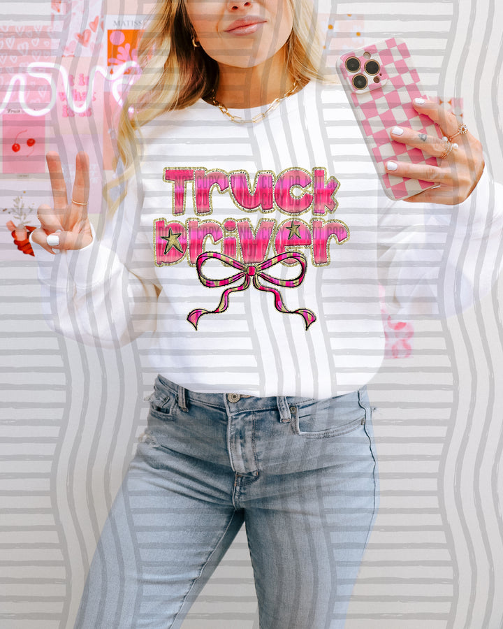 Pink Bow Occupations Names DTF Print