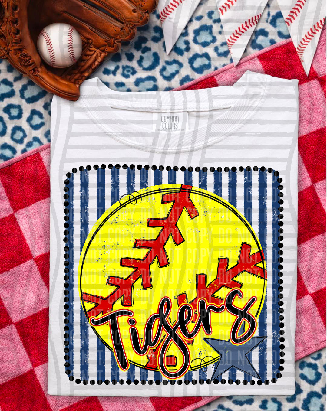 Softball RWB Framed Script DTF Print