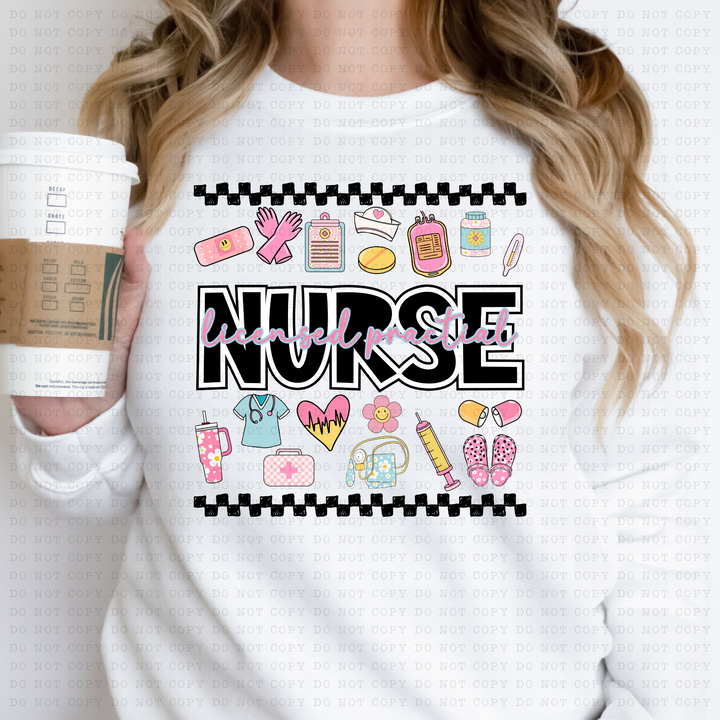 Girly Nurse Titles DTF Print