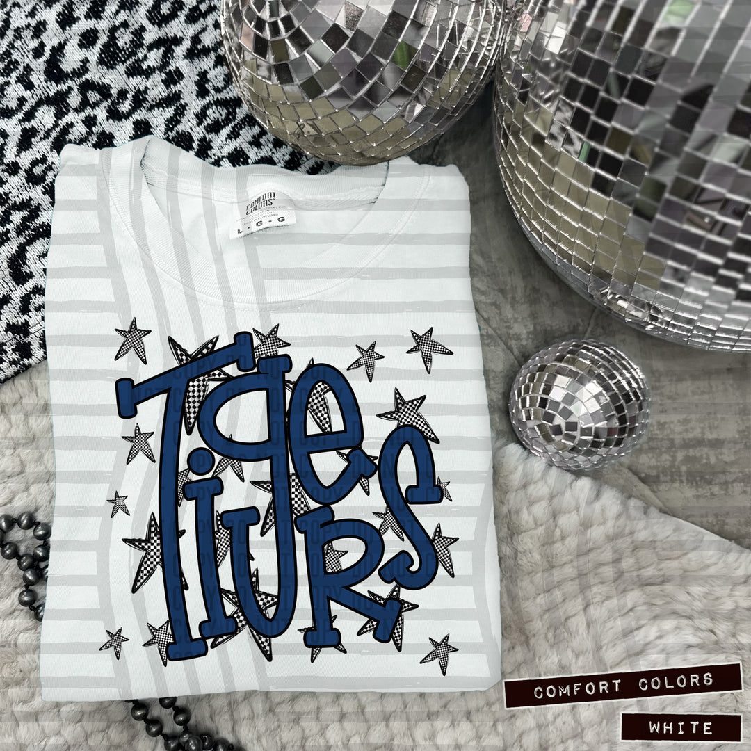 Navy Staggered DTF Print