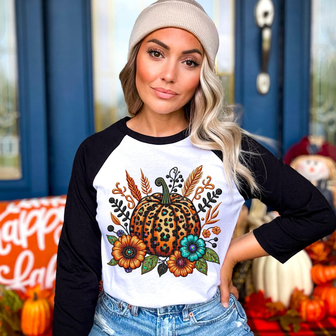 Leopard Pumpkin With Feathers DTF Print