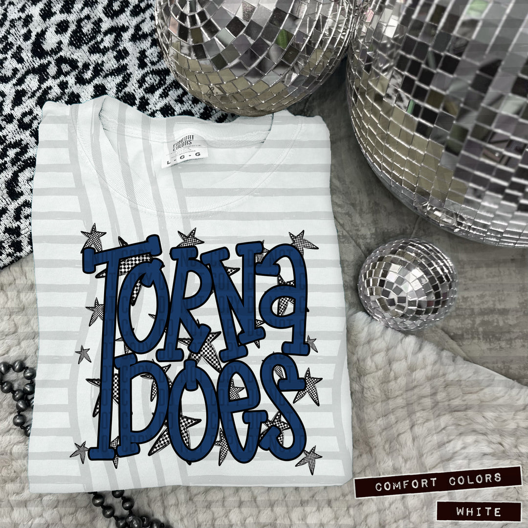 Navy Staggered DTF Print