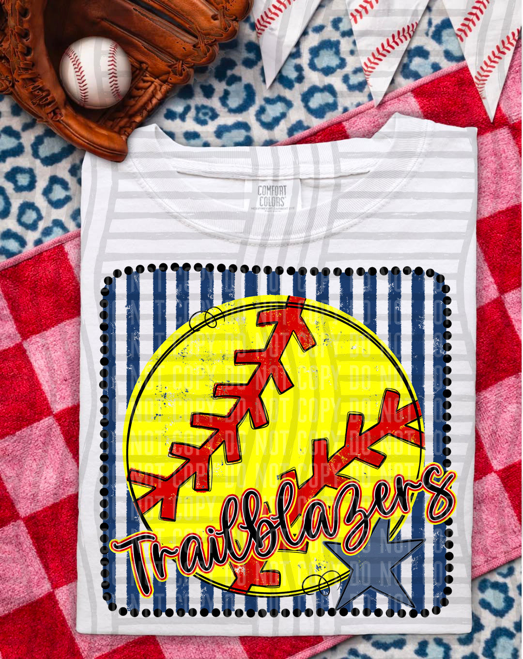 Softball RWB Framed Script DTF Print