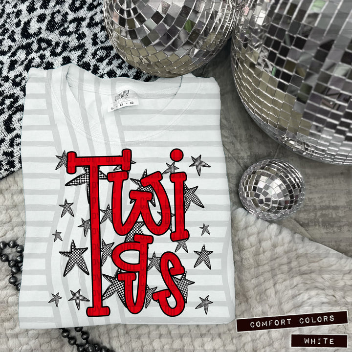 Red Staggered DTF Print