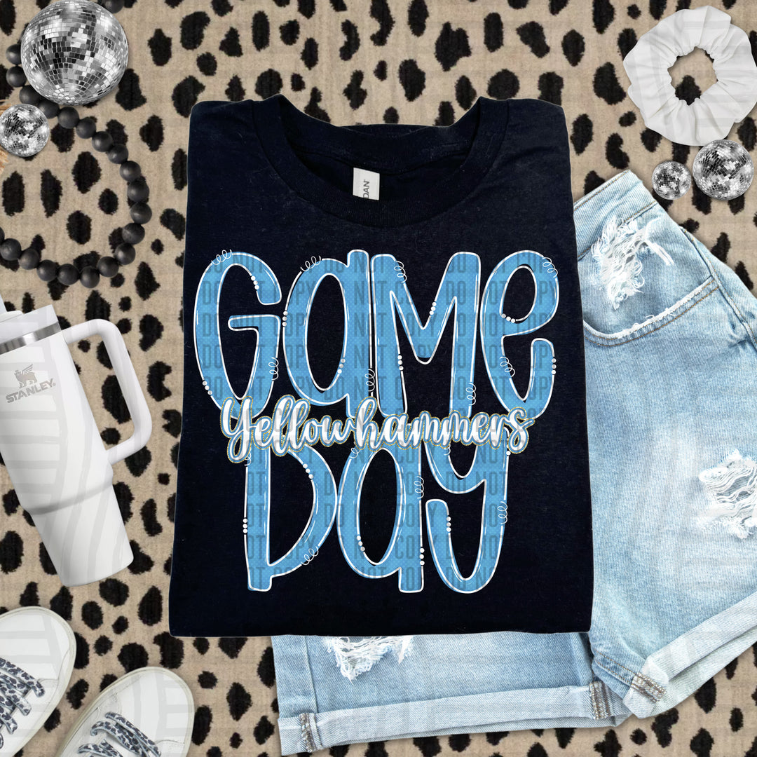 Doodle Gameday Light Blue DTF Print