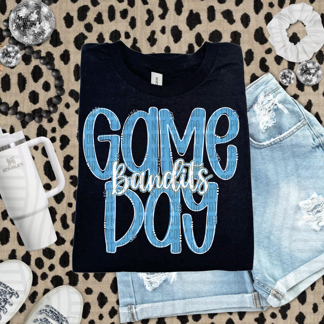 Doodle Gameday Light Blue DTF Print