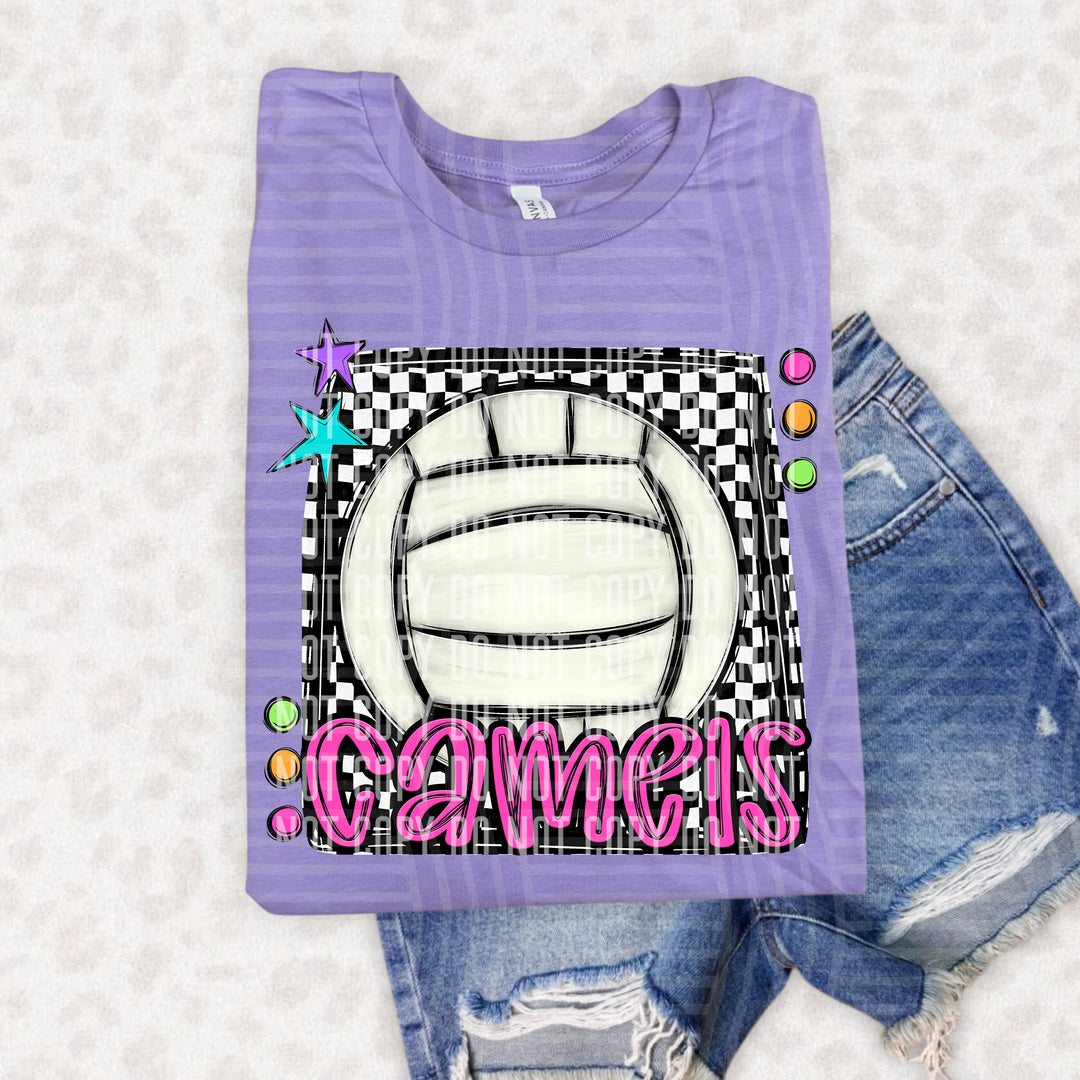 Bright Preppy Volleyball DTF Print