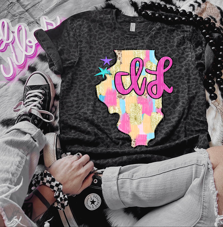 Preppy Bright Brushstroke States DTF Print