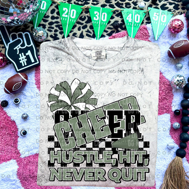 Hustle Hit Never Quit Cheer DTF Print