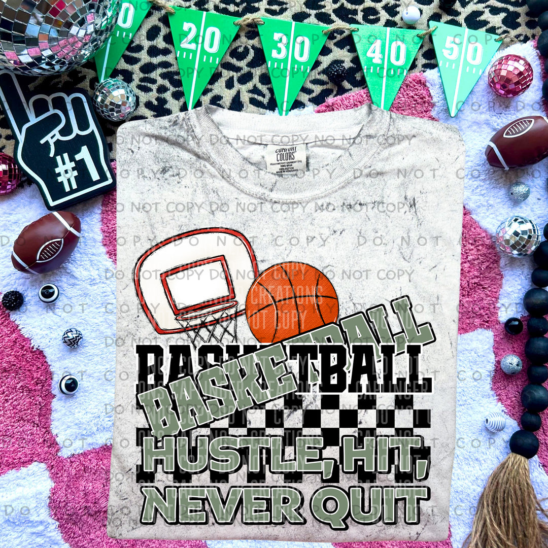 Hustle Hit Never Quit Basketball DTF Print