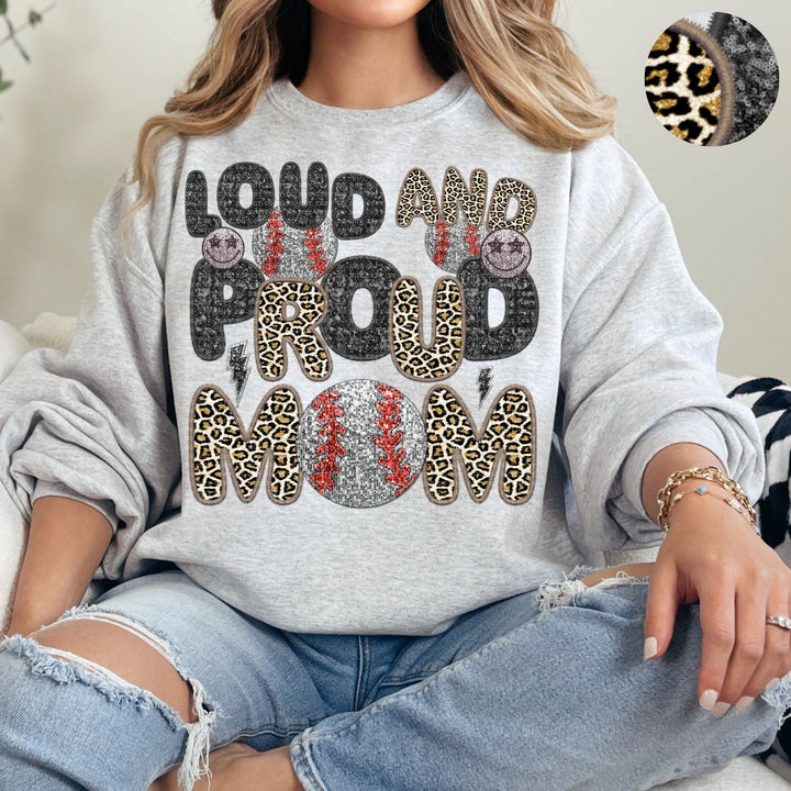 Loud and Proud Sports Mom Leopard Faux Embroidery DTF Print