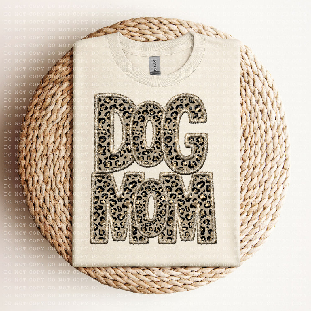 Dog Mom Leopard Faux Embroidery DTF Print