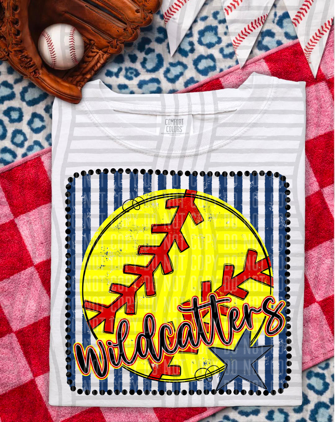 Softball RWB Framed Script DTF Print