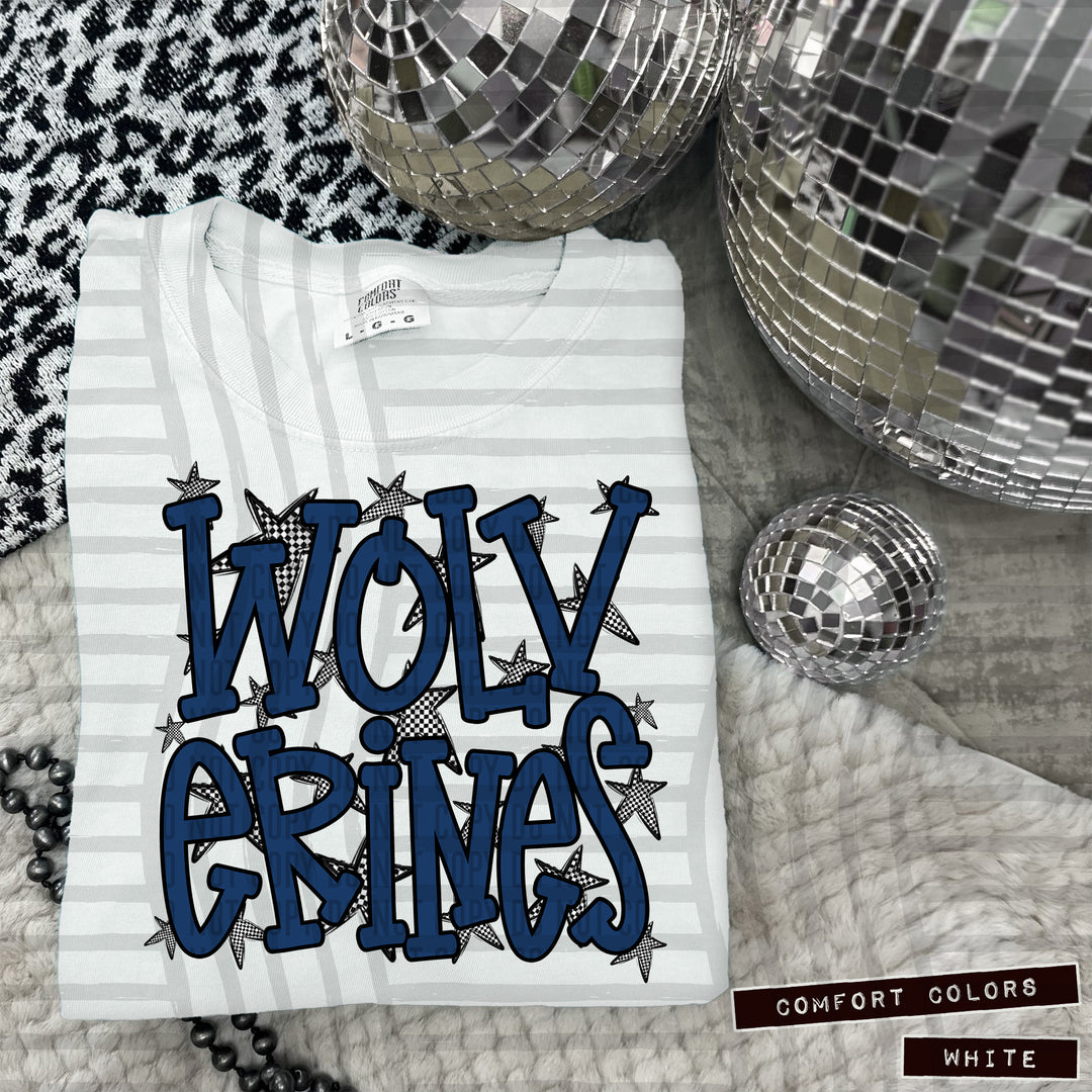 Navy Staggered DTF Print