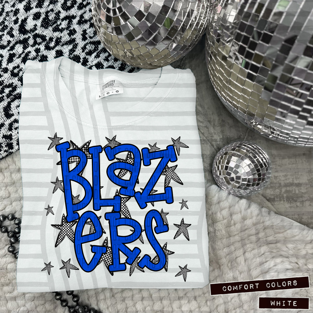 Blue Staggered DTF Print