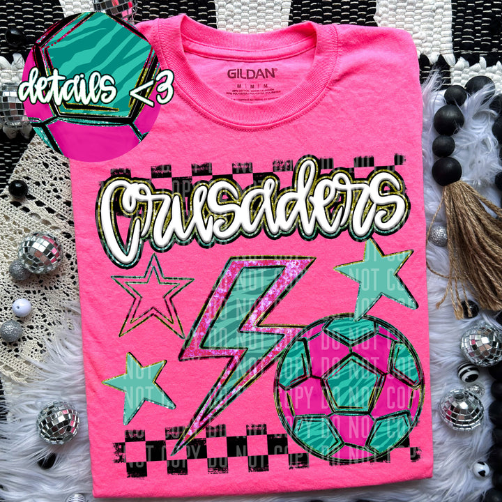 Rainbow Soccer Bolts DTF Print
