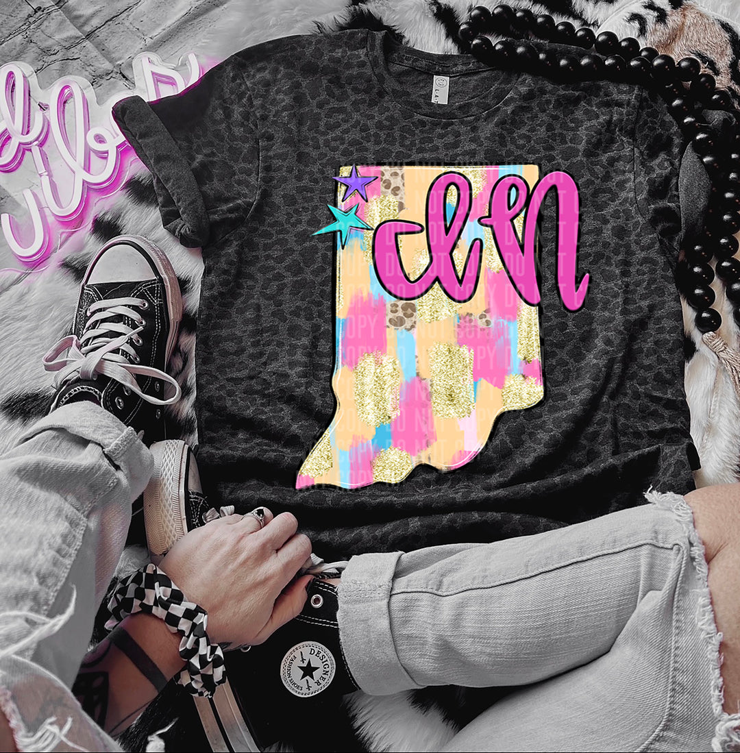 Preppy Bright Brushstroke States DTF Print