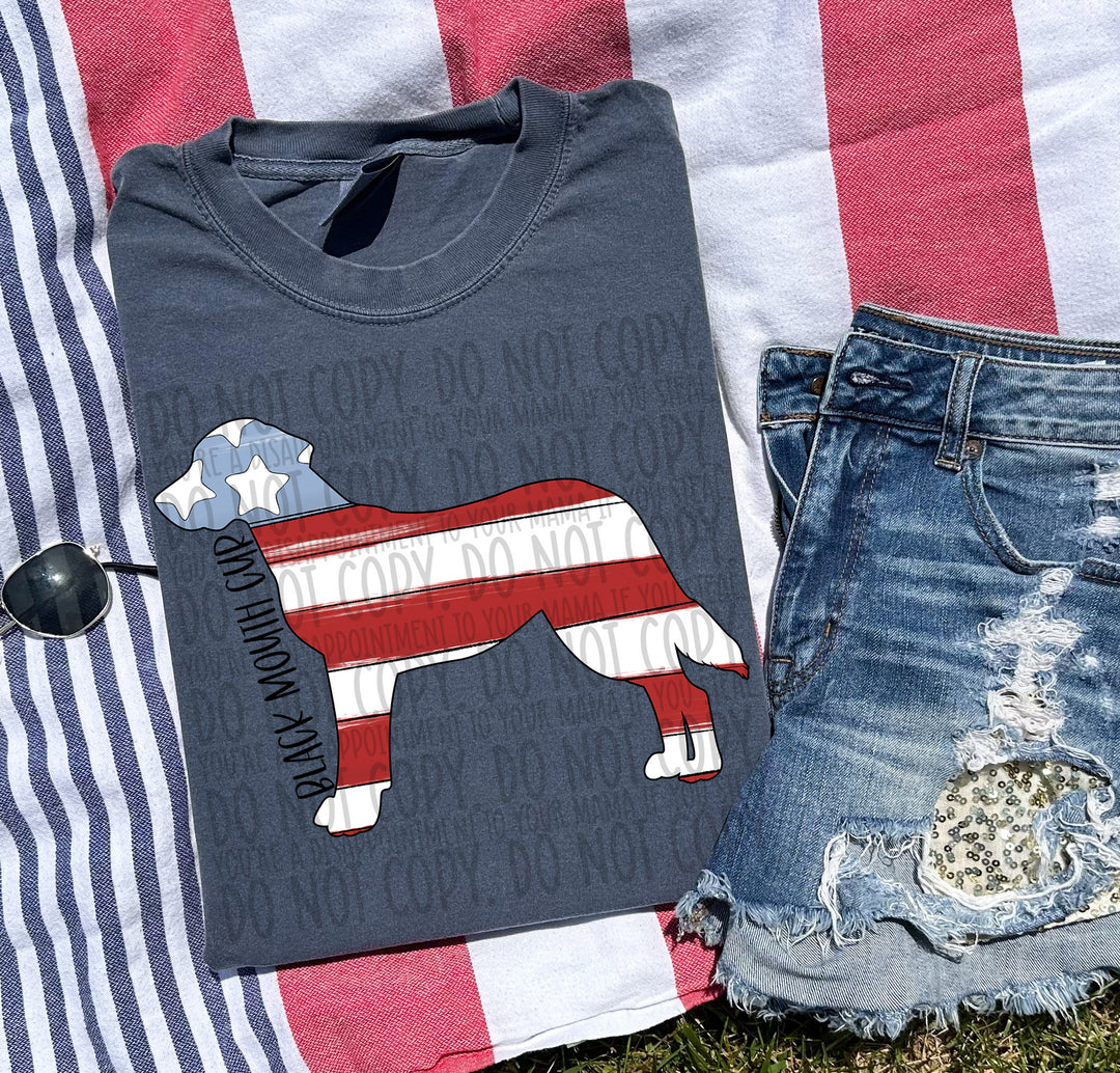 Patriotic Dog Designs Black Text DTF Print