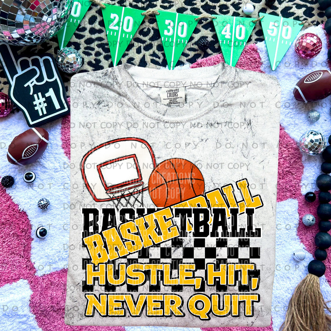 Hustle Hit Never Quit Basketball DTF Print