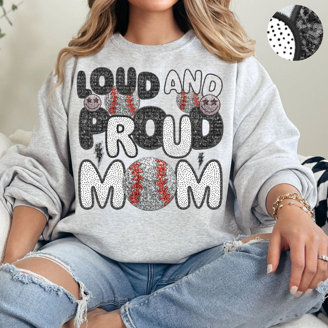 Loud and Proud Sports Mom Faux Embroidery DTF Print