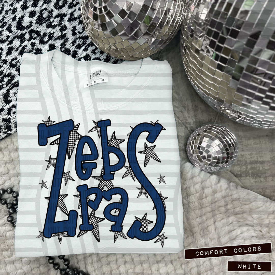 Navy Staggered DTF Print