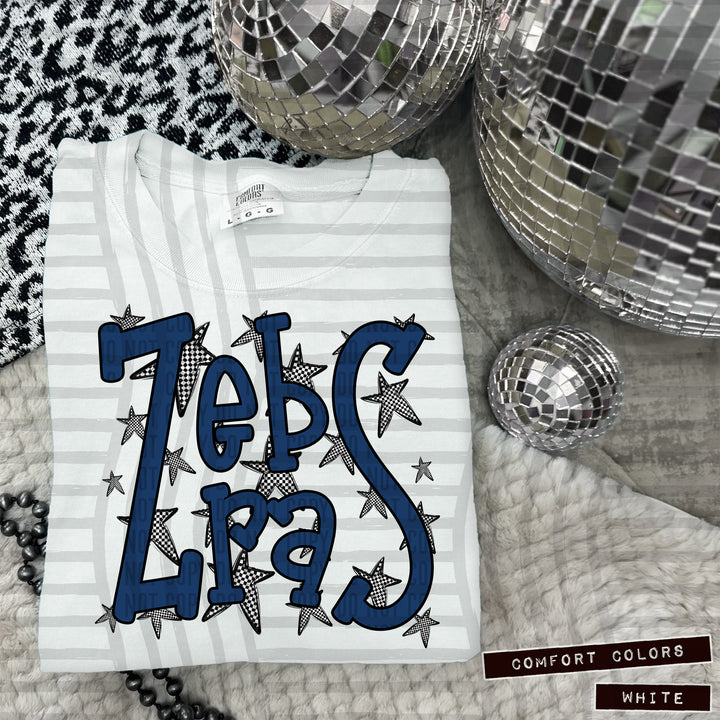 Navy Staggered DTF Print