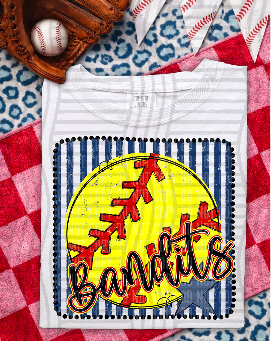 Softball RWB Framed Script DTF Print