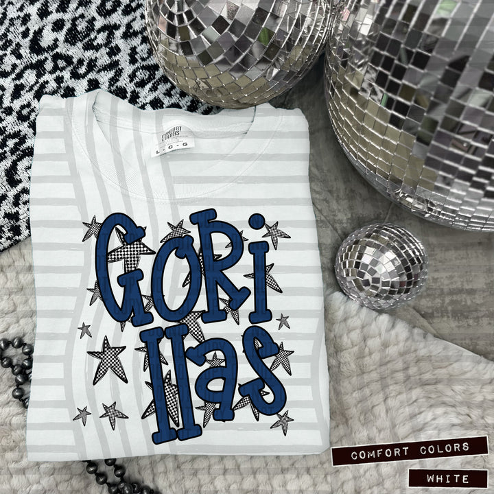 Navy Staggered DTF Print