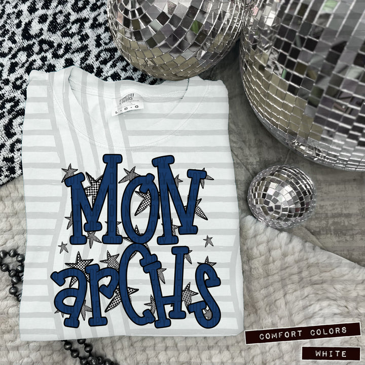 Navy Staggered DTF Print