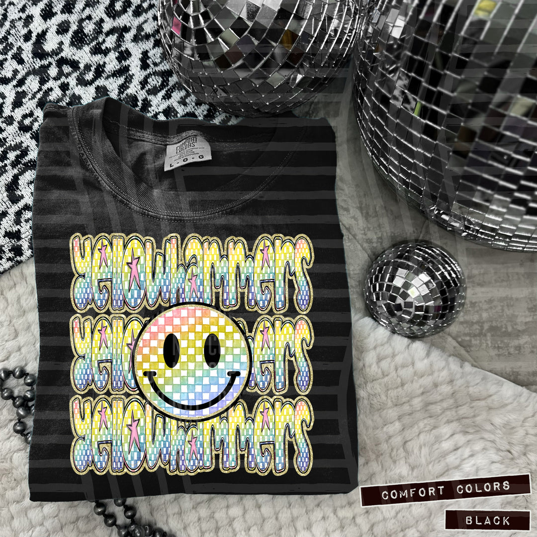 Rainbow Smiley Triple Stack DTF Print