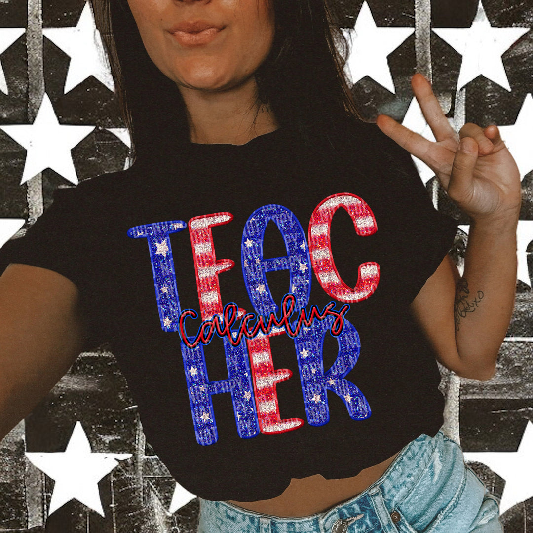 Stars And Stripes Teacher DTF Print