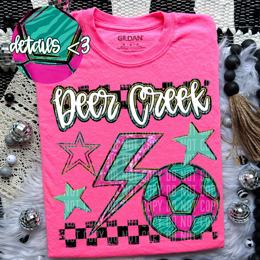 Rainbow Soccer Bolts DTF Print
