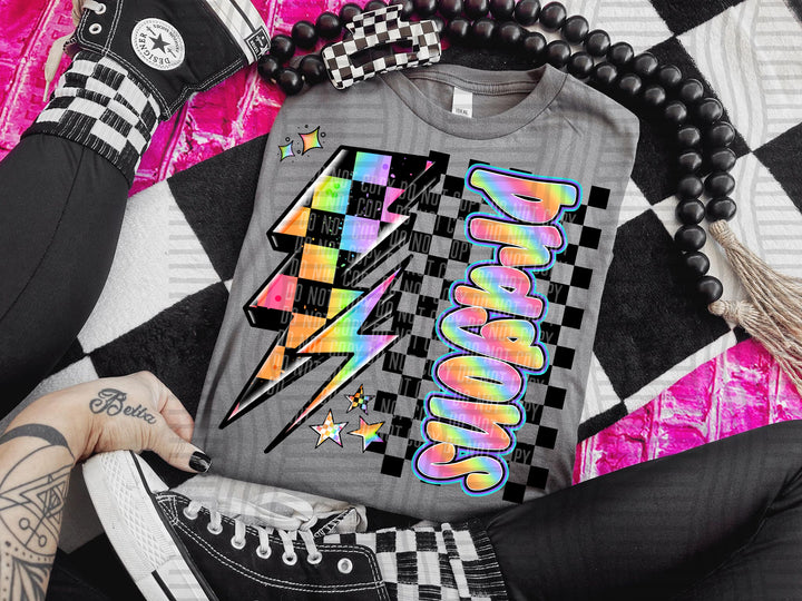 Neon Side Bolt DTF Print
