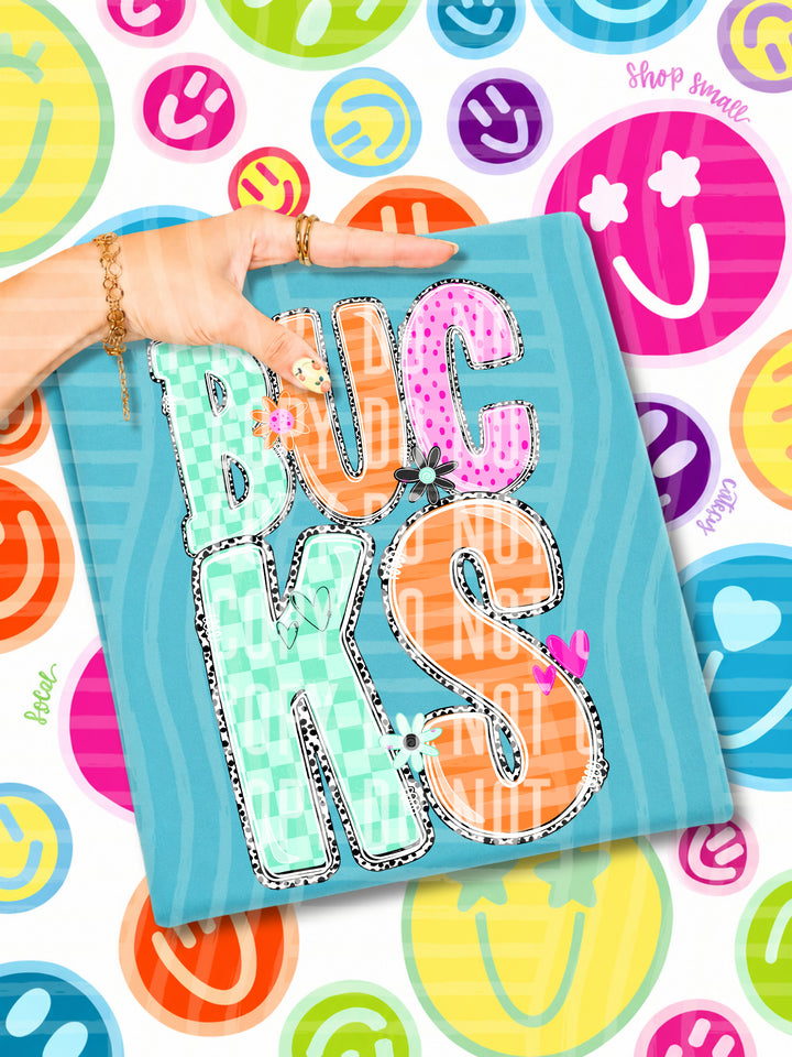 Happy Blooms Mascots DTF Print
