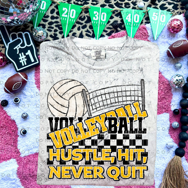 Hustle Hit Never Quit Volleyball DTF Print
