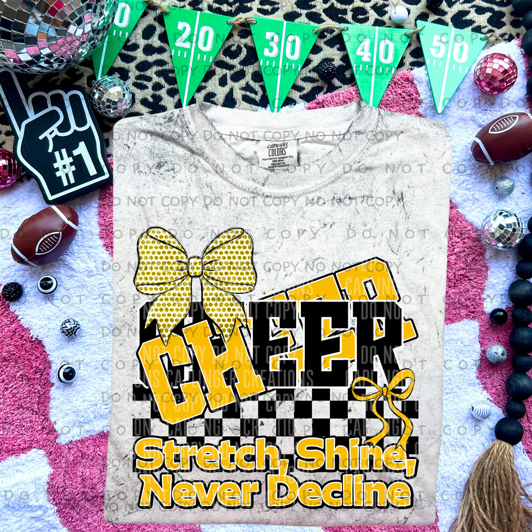 Stretch Shine Never Decline Cheer DTF Print