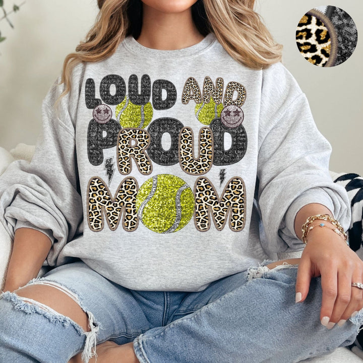 Loud and Proud Sports Mom Leopard Faux Embroidery DTF Print