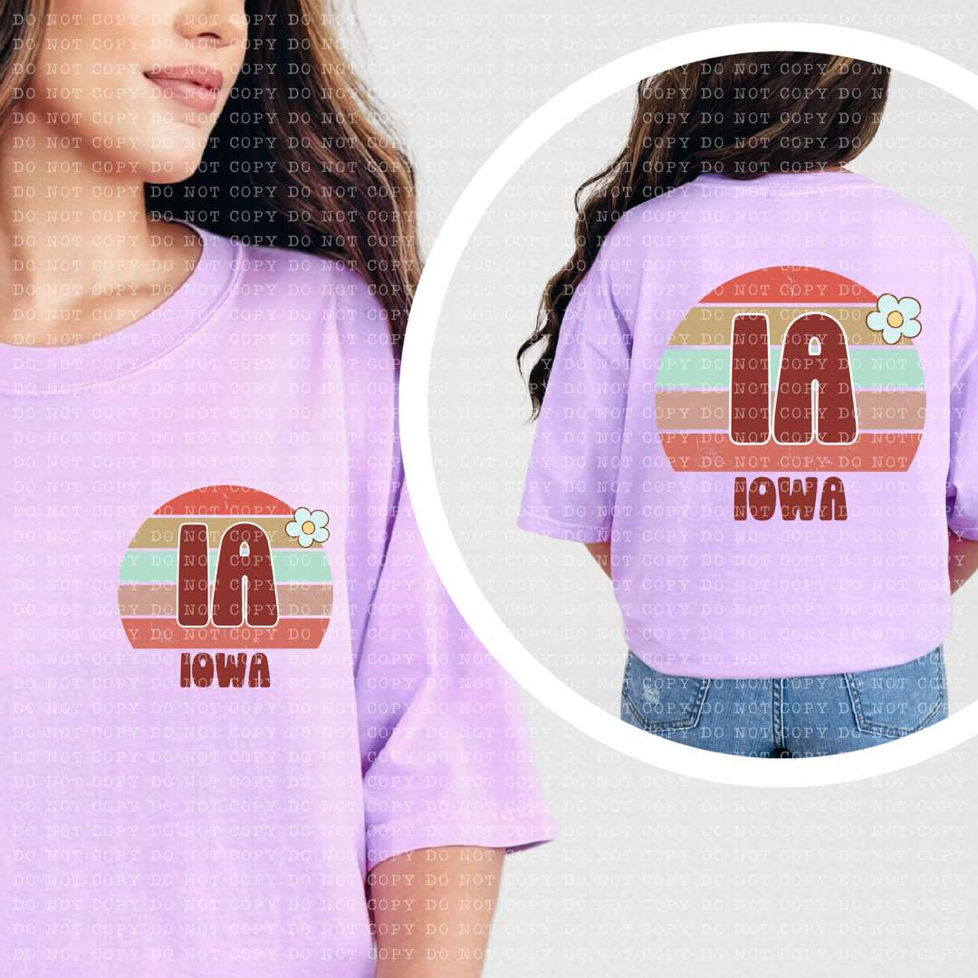 Retro Flower Sunset States DTF Print