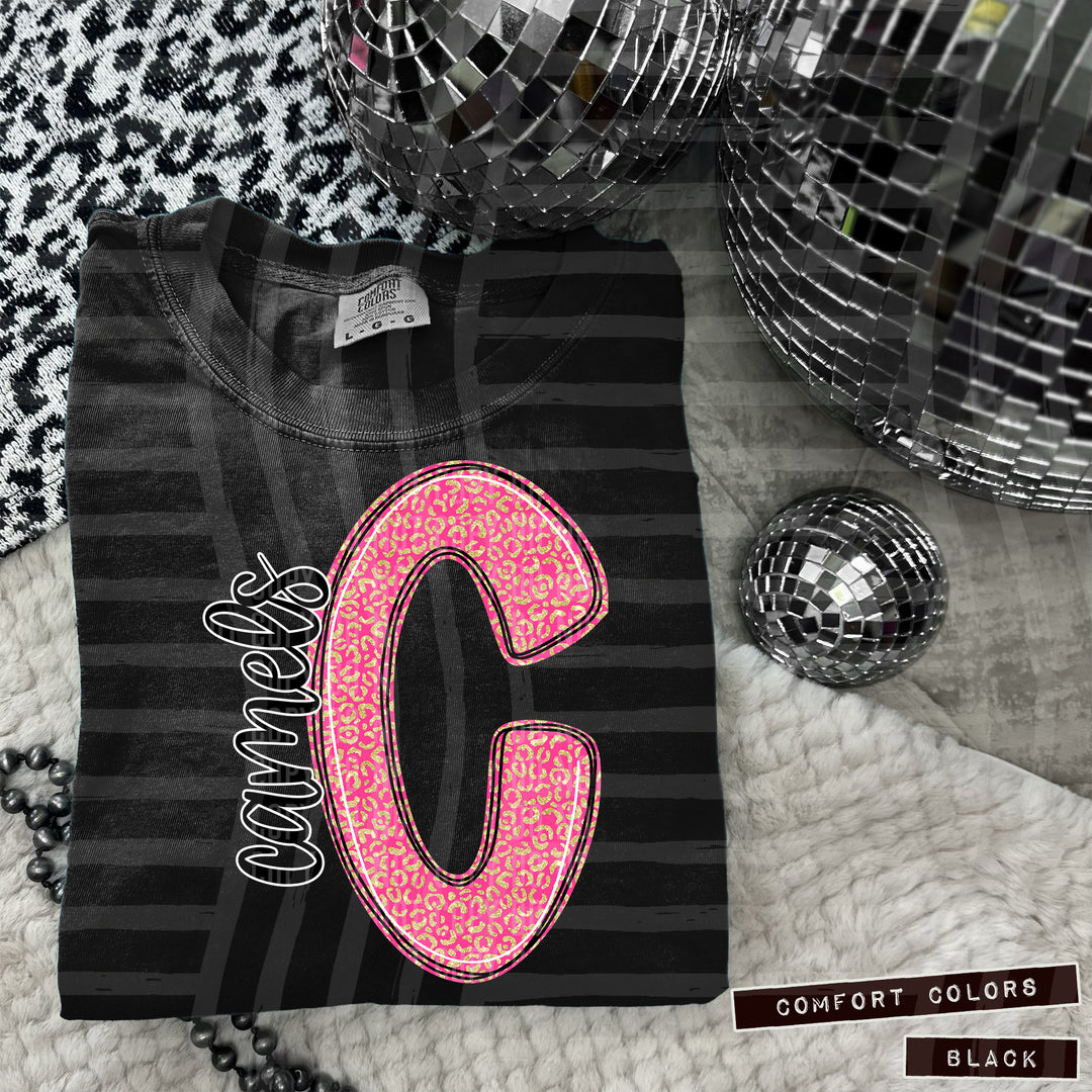 Pink Leopard Initial DTF Print