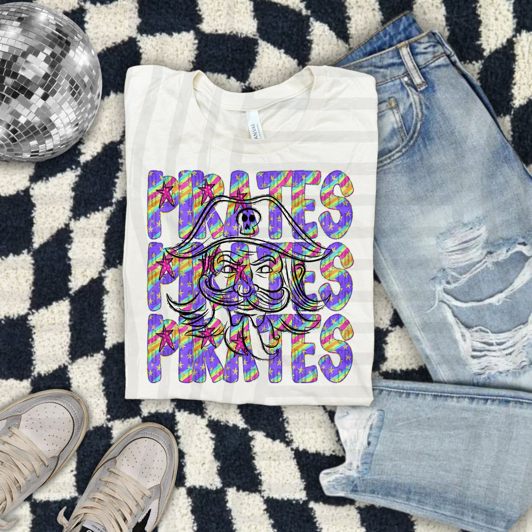 Rainbow Swirl Mascot Outlines DTF Print
