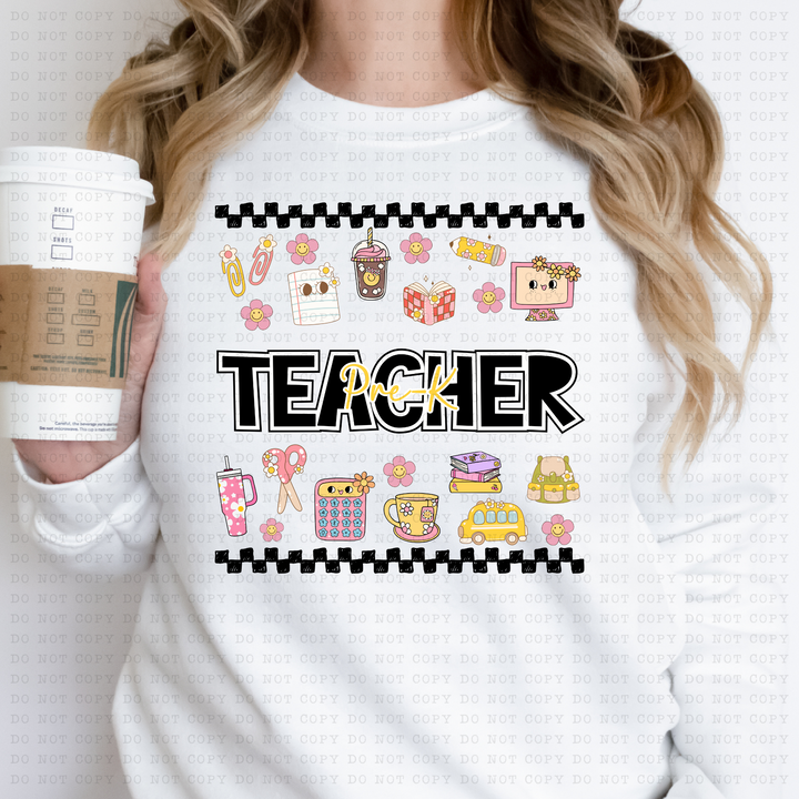 Girly Teacher Titles DTF Print