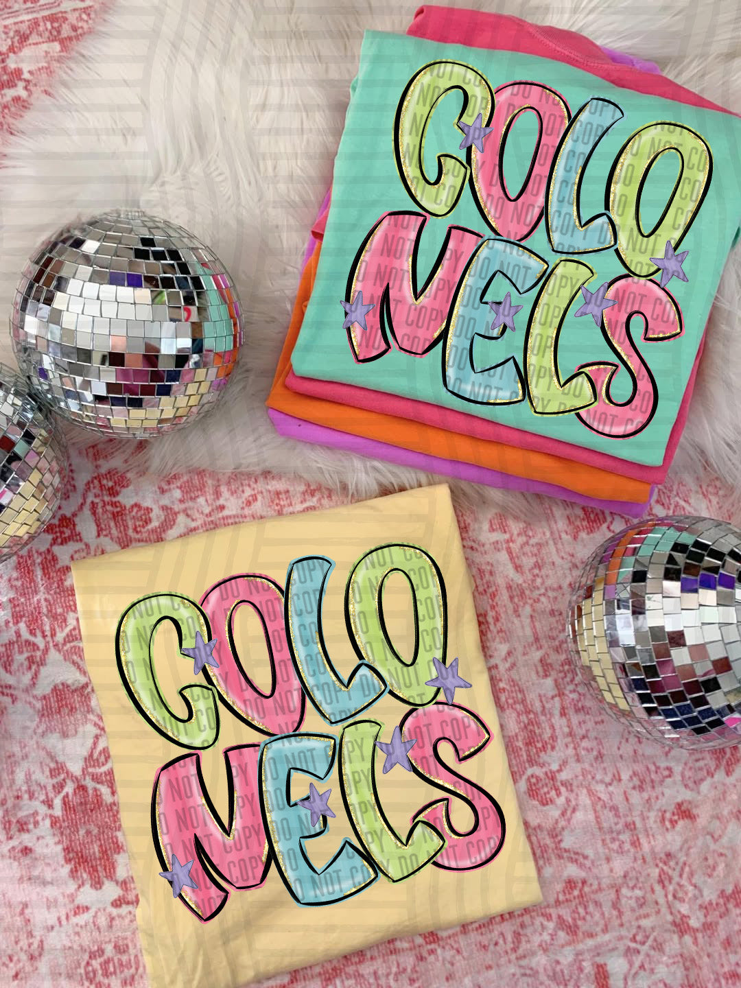 Glittery & Preppy Mascots DTF Print