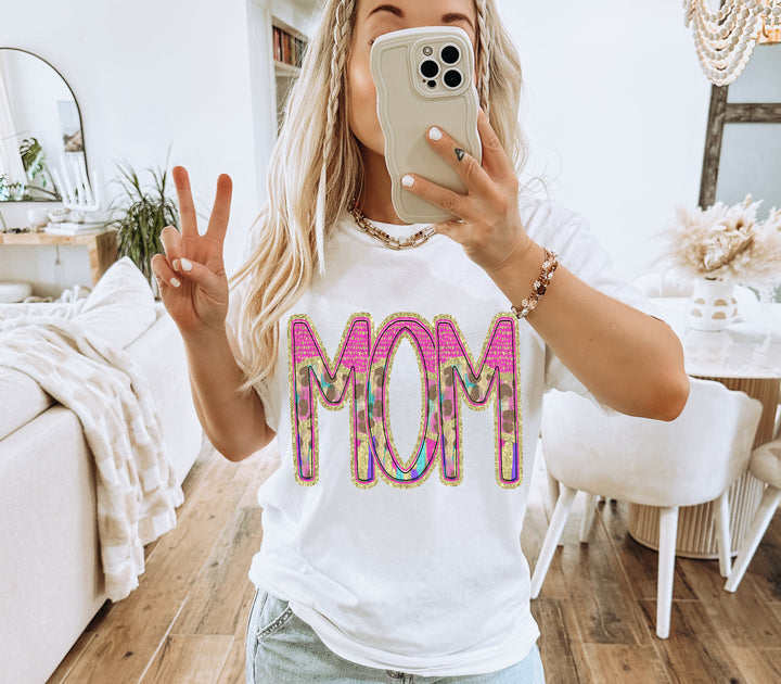 Preppy Leopard No Bow Mom Name DTF Print