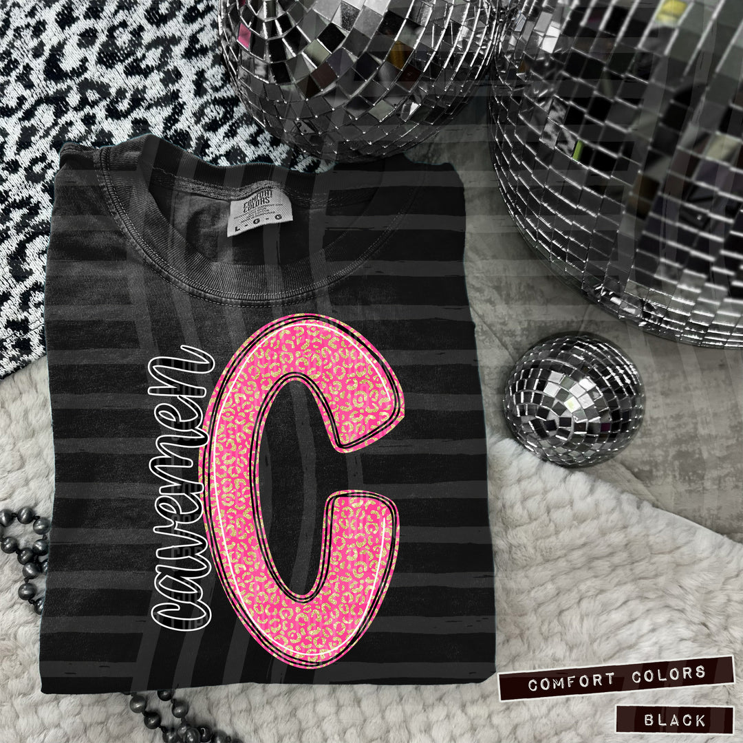 Pink Leopard Initial DTF Print