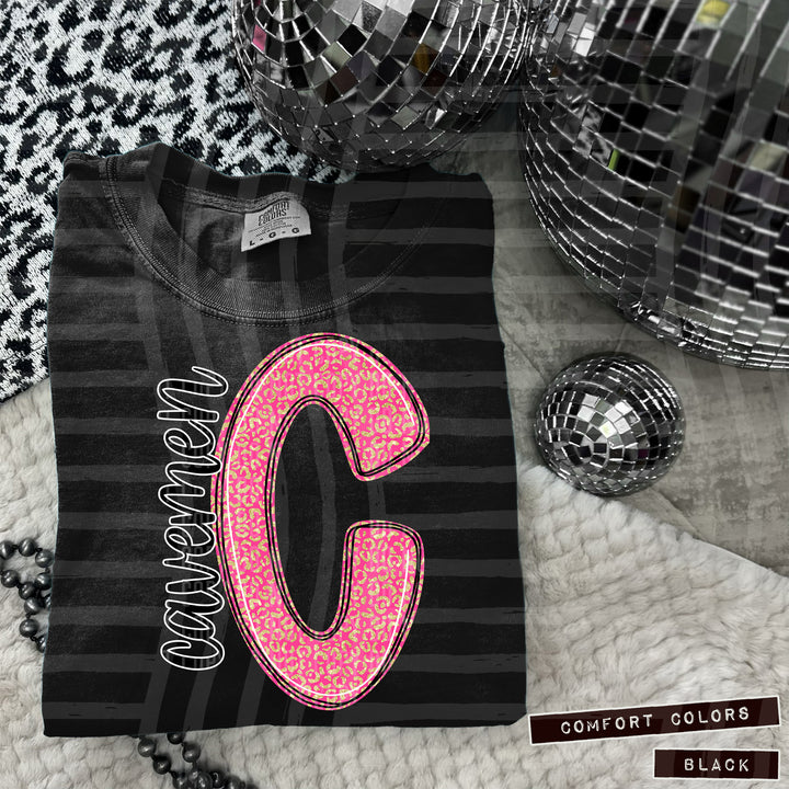 Pink Leopard Initial DTF Print