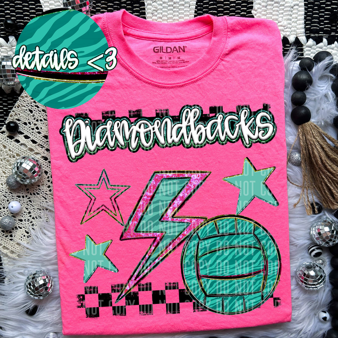 Rainbow Volleyball Bolts DTF Print