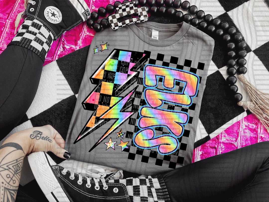 Neon Side Bolt DTF Print