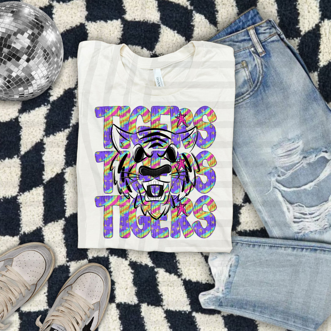 Rainbow Swirl Mascot Outlines DTF Print